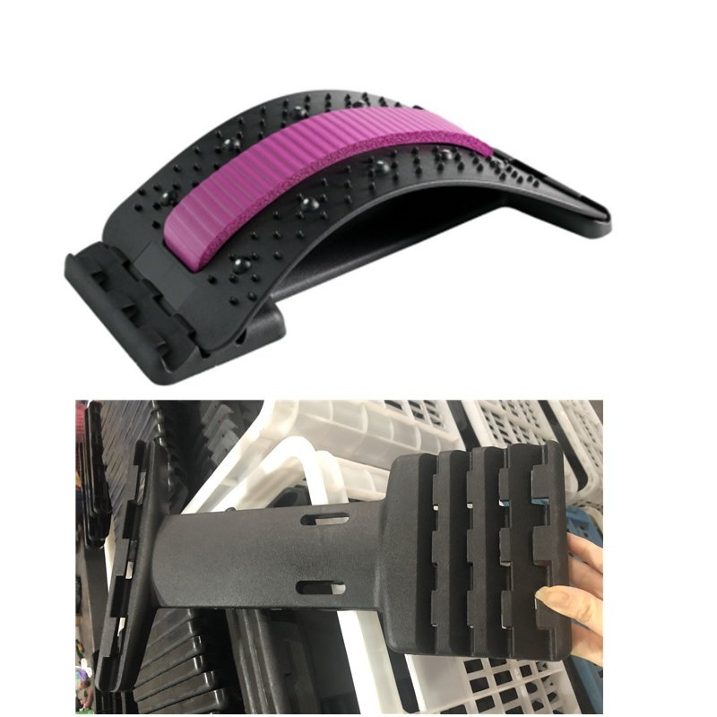 Back Stretcher Adjustable Back Cracker Massage Waist Neck Fitness Lumbar Cervical Spine Support Pain Relief - Pink, Four gears adjustable image