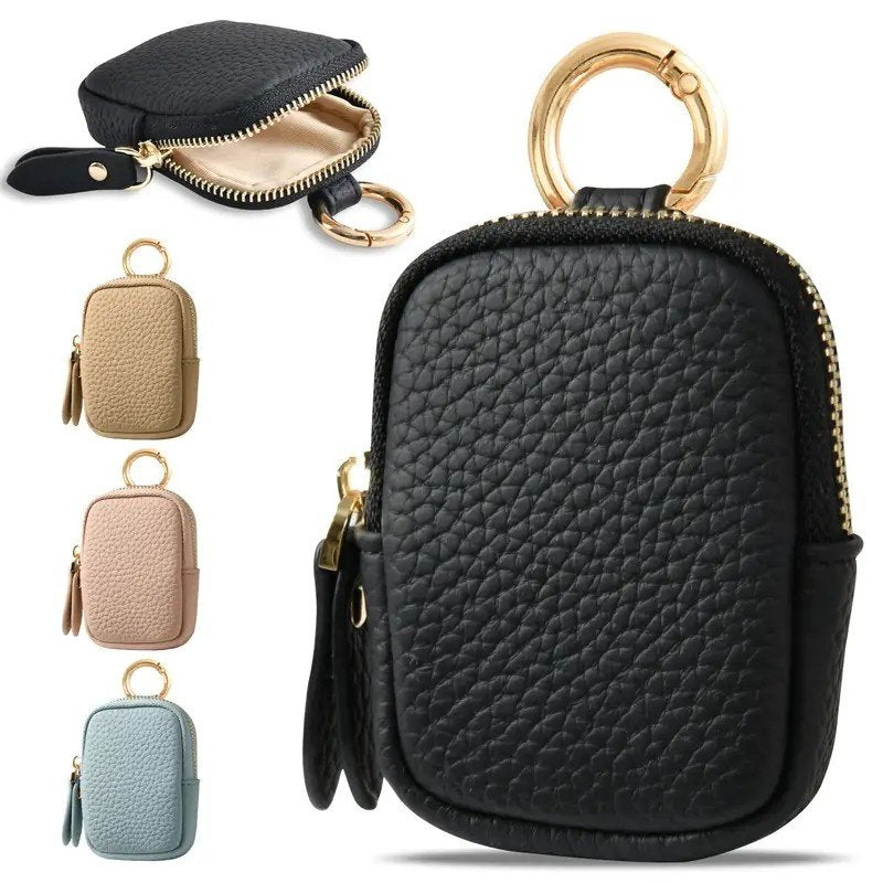 Leather Coin Purse, Small Change Purse Keychain Wallet For Women, Mini Coin Pouch With Zipper image 0