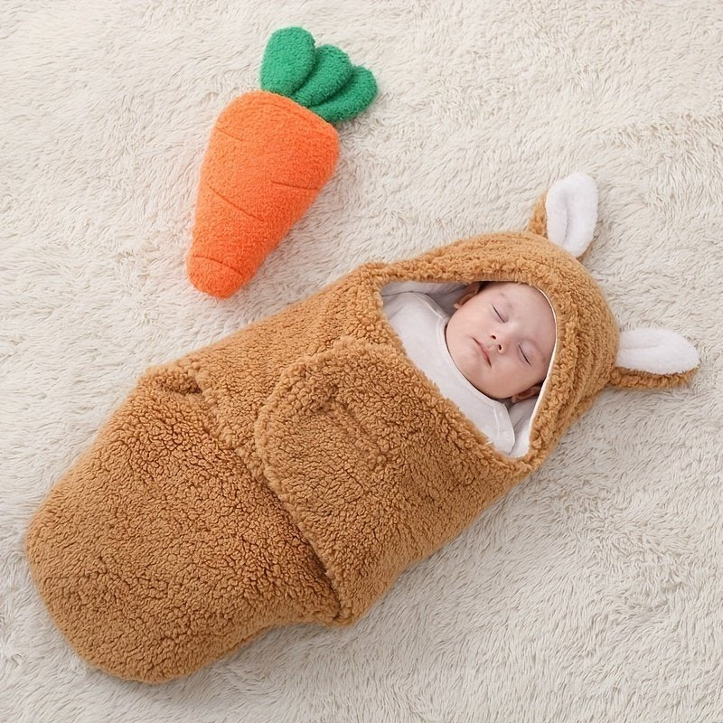 Super Soft Baby Sleeping Bag Fluffy Fleece Newborn Blanket Swaddle Blankets, Unisex Baby Wrap For Newborn Baby Boys Girls With Head-Protecting &amp; Head-Supporting Function, Wearable Swaddle Sleep Sack image 9