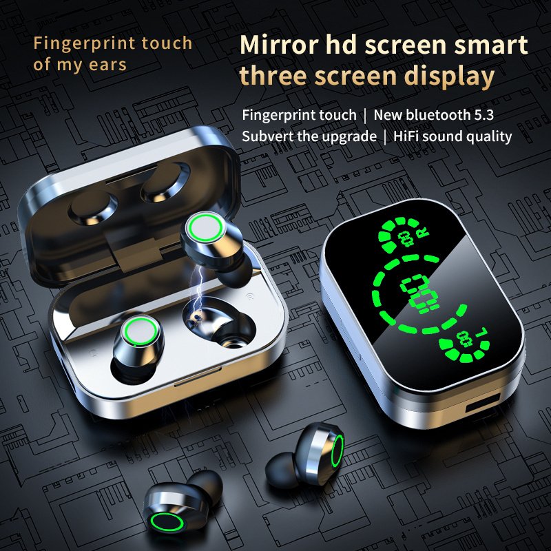 YD03 Wireless Bluetooth-compatible Headset TWS Large Screen Smart Digital Display In Ear Breathing Light image 0