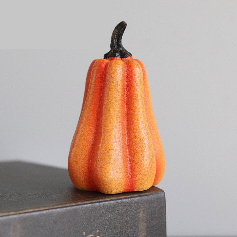 New Halloween Pumpkin Lantern Simulation Pumpkin LED Candle Lamp Resin Luminous Pumpkin - Pumpkin, Long image