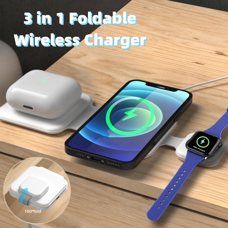 3 In 1 Magnetic Foldable Wireless Charger Charging Station Multi-device Folding Cell Phone Wireless Charger Gadgets image 0