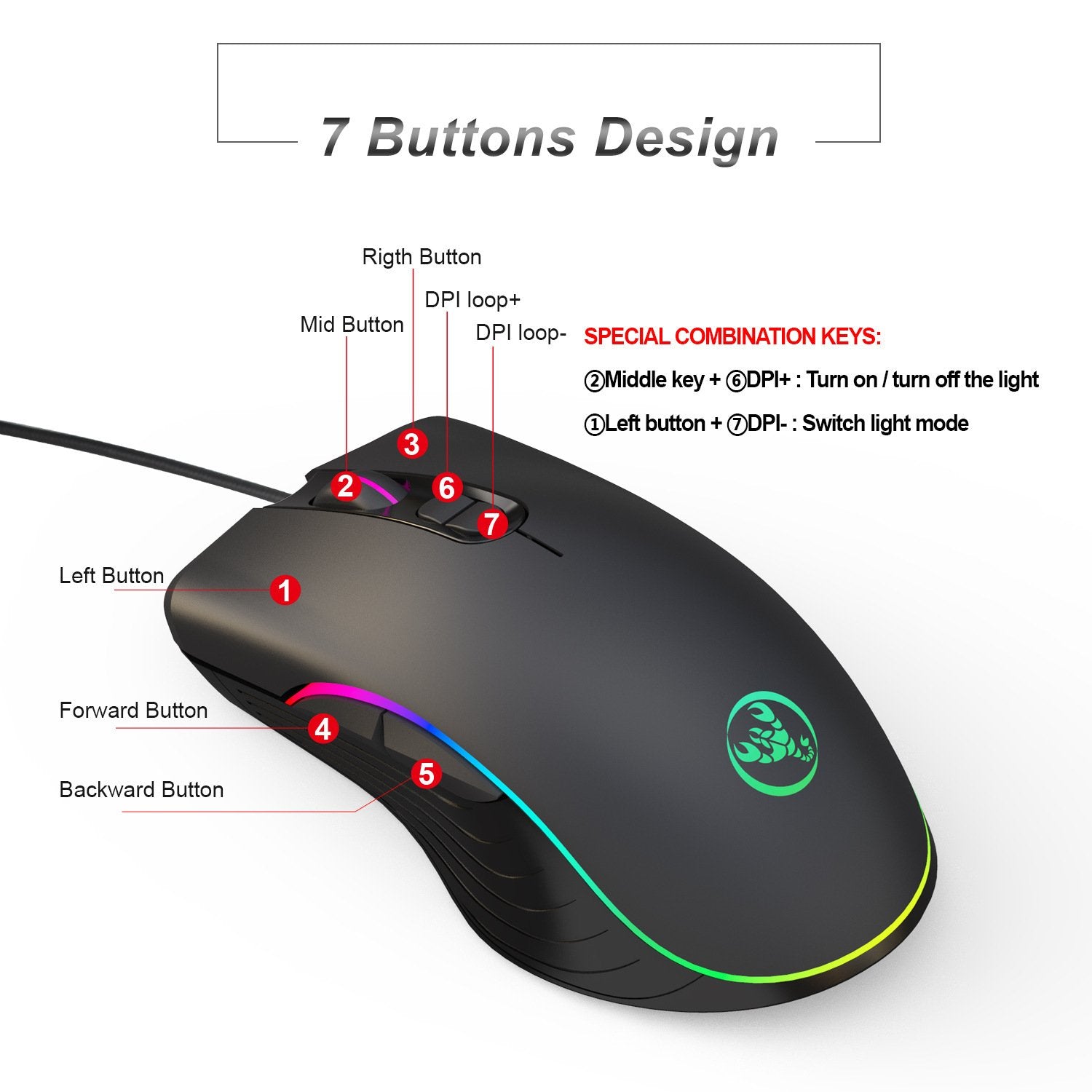 Glowing Gaming Mouse Gaming Wired Mouse - A867RGB gaming mou image