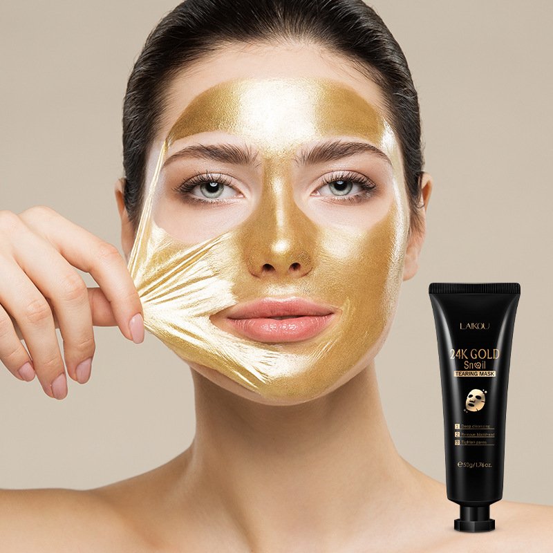 Gold Foil Snail Tear-Off Mask Hydrating skin whitening mask, skin radiant image 2