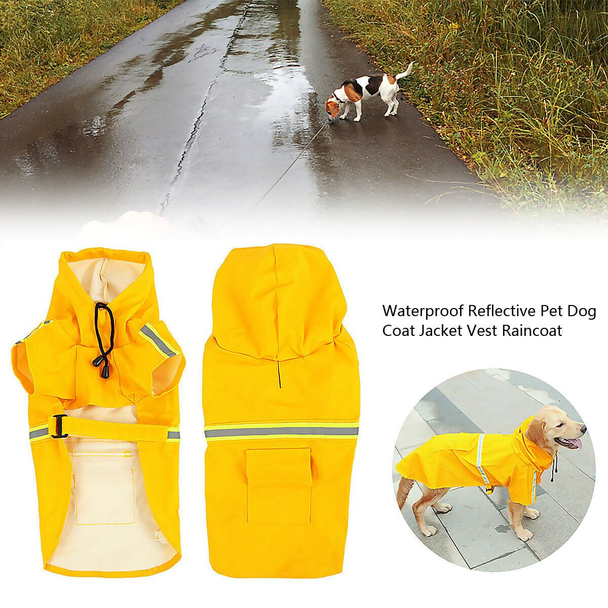 Dog Raincoat,Waterproof Dog Rain Jacket With Safety Reflective Stripe,Hooded Slicker Dachshund Doggy Dog Poncho With Leash For Dogs And Puppies image 4