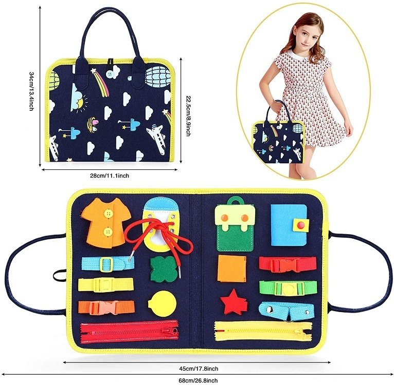 New Busy Book Children's Busy Board Dressing And Buttoning Learning Baby Early Education Preschool Sensory Learning Toy image 8