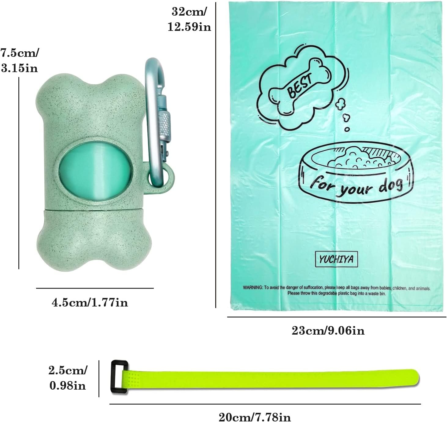 Dog Poop Pickup Bags Holder Dispenser with Standard-Sized Leak-Proof Scented Doggy Waste Bags and Carabiner with Safety Lock&amp;Fastener Never Loose on Leash Lead Again (1 Holder 195 Bags, Blue) image 4