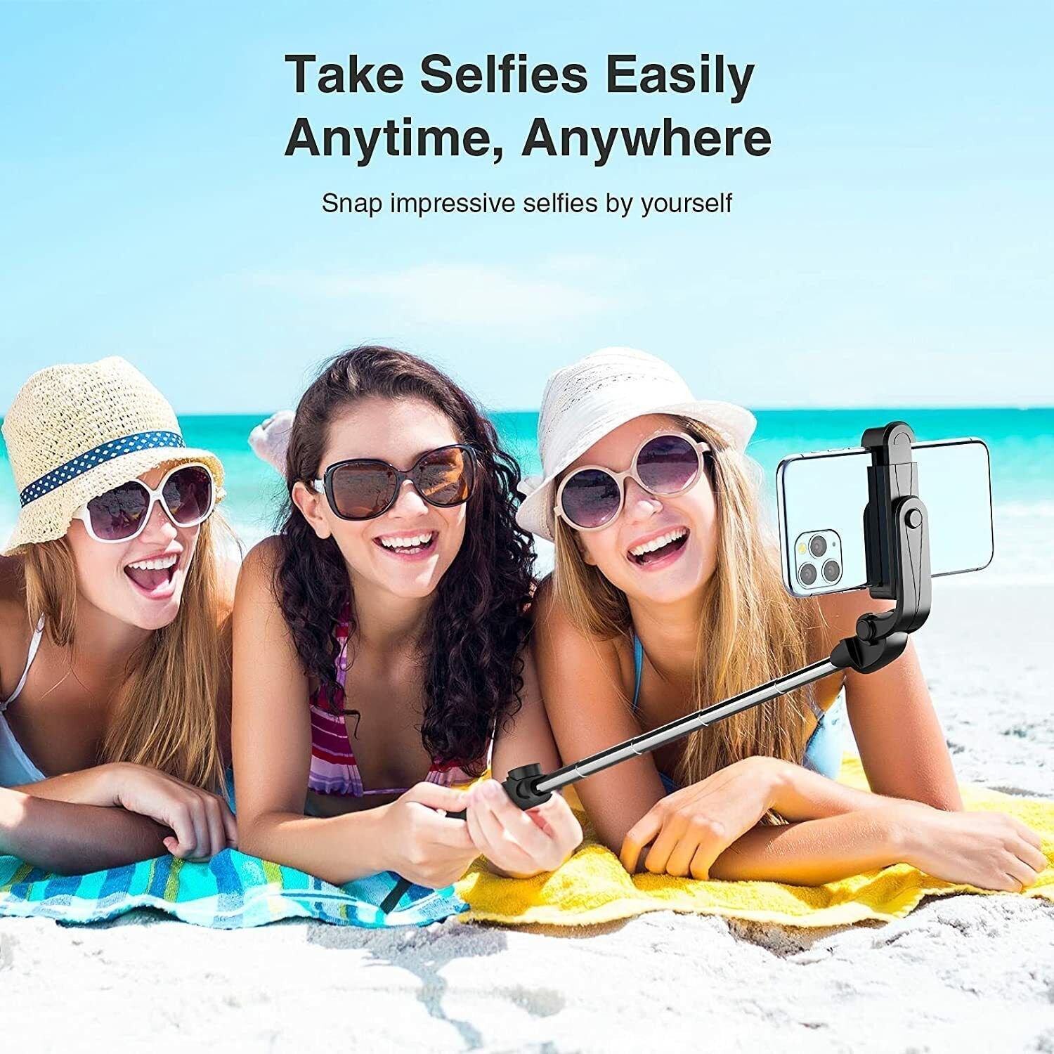 Bluetooth Selfie Tripod Telescopic Stick Remote Monopod Extendable Phone Holder image 2