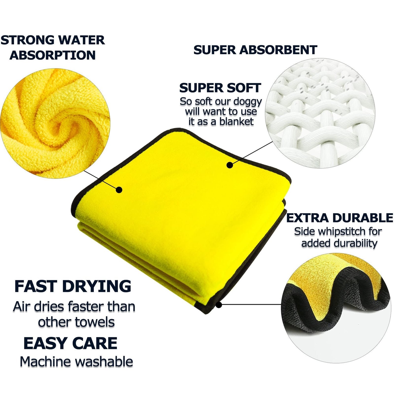 Dog Towels For Drying Dogs Drying Towel Dog Bath Towel, Quick-drying Pet Dog And Cat Towels Soft Fiber Towels Robe Super Absorbent Quick Drying Soft Microfiber Pet Towel For Dogs, Cats Yellow image 9