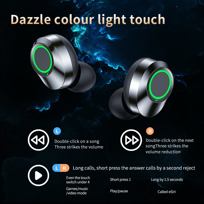 YD03 Wireless Bluetooth-compatible Headset TWS Large Screen Smart Digital Display In Ear Breathing Light image 2