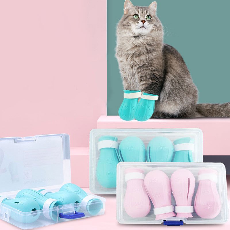 Adjustable Cat Foot Claw Cover Anti-Scratch Prickly Nail Glove Cat Boots For Cats Only, Anti-Scratch Cat Feet Claw Covers Adjustable Prickly Anti-Off Shoes Nail Glove image 0