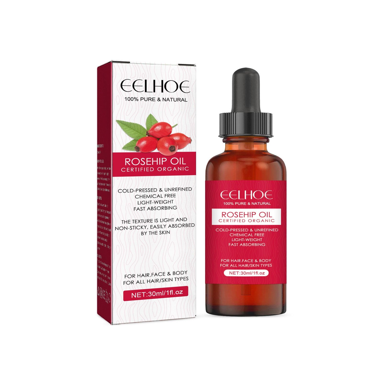 EELHOE Rosehip Facial Oil For Facial And Body Hydration, Nourishing Skin Care, Smooth Hair Care, And Massage Oil - 1pcs image