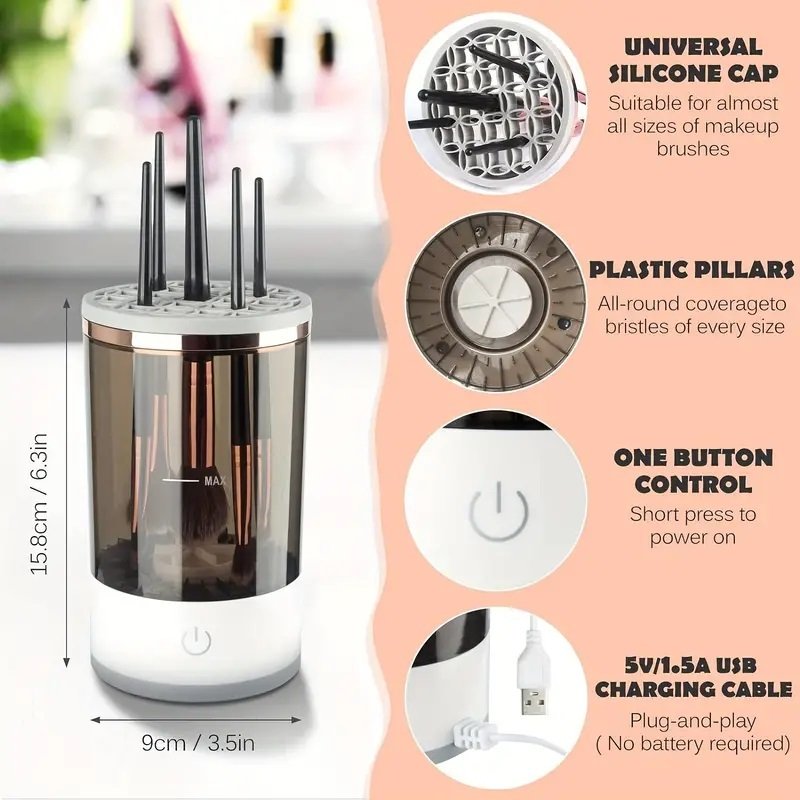 Makeup Brush Cleaner Automatic Rotating Makeup Brush Cleaner USB Portable Electric Cosmetic Makeup Brush Rotary Washing Machine image 5