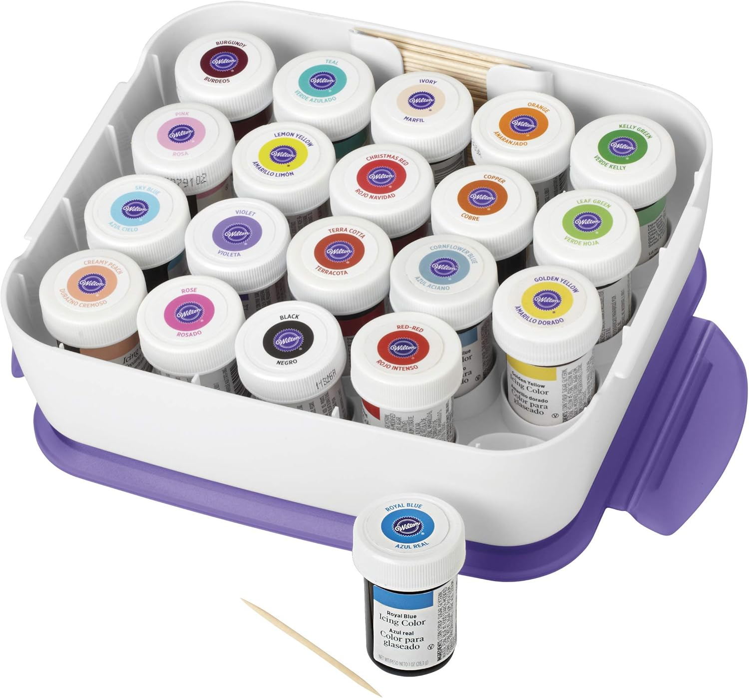 Icing Color Organizer Case - the Color Organizer Holds 20 Bottles of Colors for Cakes &amp; Cookies, Cake Decorating Supplies, White &amp; Purple image 2
