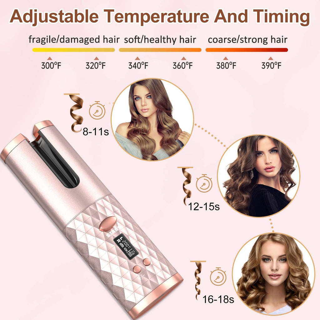 Portable Automatic Hair Curler, Ceramic Rotating Wireless Auto Curling Iron Wand, Portable USB Rechargeable Spin Curler For Hair Styling image 4