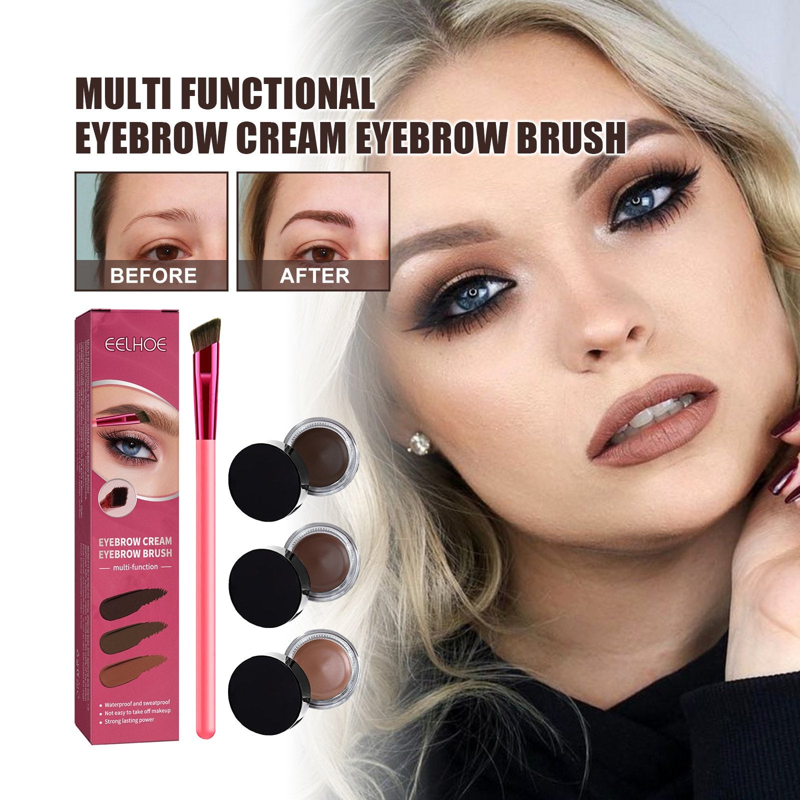 EELHOE Multi-functional Eyebrow Brush Set For Filling, Shaping, And Coloring Smooth Eyebrows Makeup Kit image 0