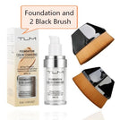 Temperature Liquid Foundation Concealer Portable Natural Color  Makeup Foundation BB Concealer - 2 Black Brush Set image