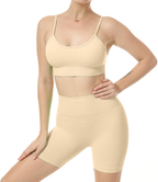 Women Seamless Yoga Set 2 Piece Workout Sport Bra with High Waist Shorts Legging Outfit Tracksuit. image 1