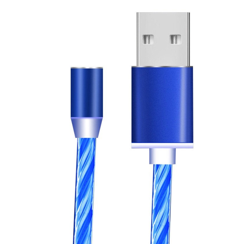 Compatible with Apple, Flowing Ligh Magnetic Streamer Data Line Cable for Iphone Android Typec - Blue 2pcs, Type c image