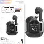 New Mini Transparent Wireless Bluetooth Headset Digital Display ENC Noise Reduction True Wireless Sports Music - Black Extra Long Range image