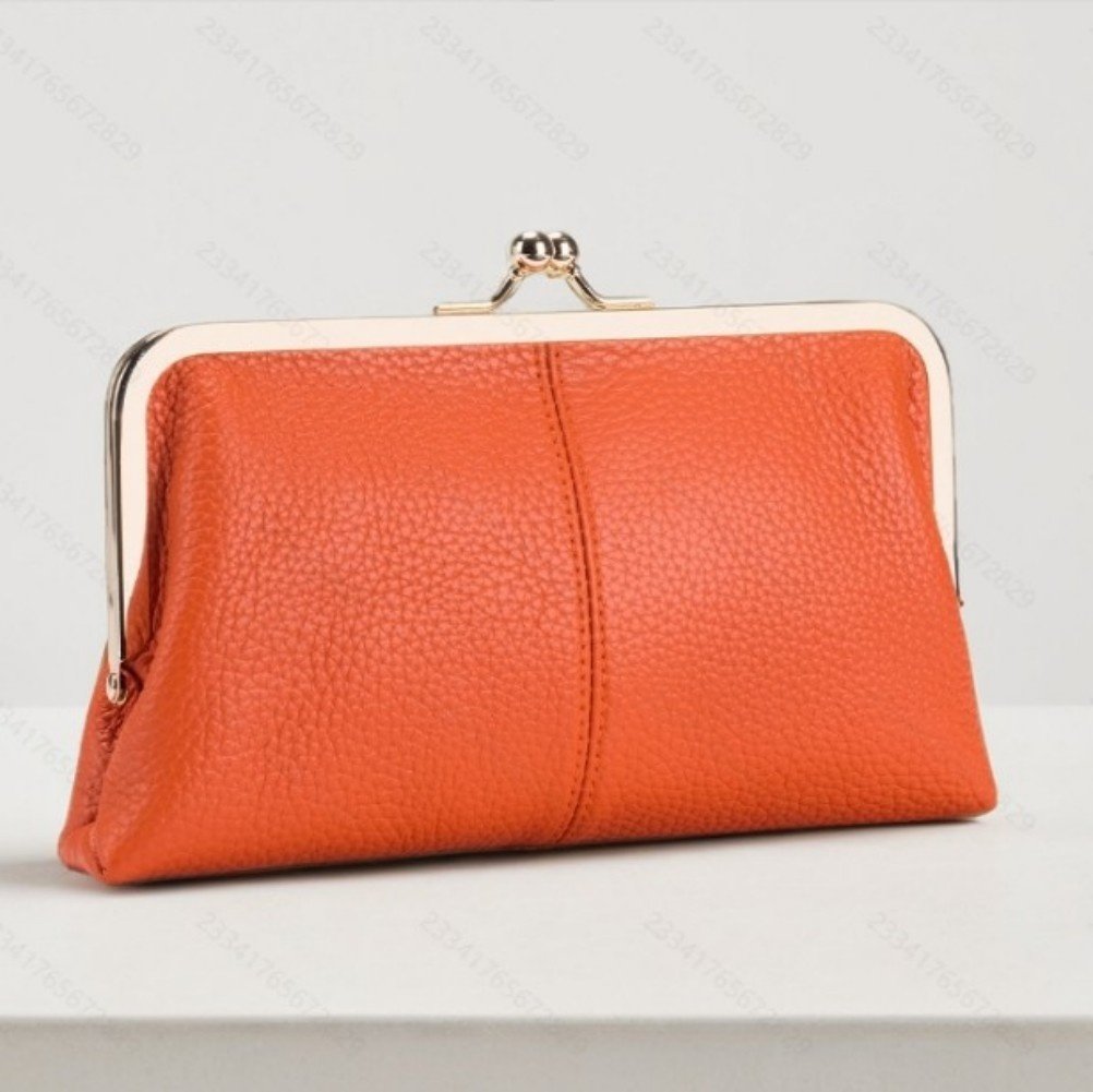 Wallet For Women, Genuine Leather Coin Purse Kiss Lock Wallets With Zipper Coin Pocket, Multi-card Slots Card Holder image 2