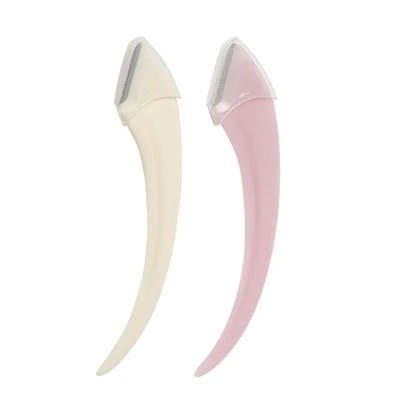 Eyebrow Trimming Knife With Comb Curved Moon Small Beauty Supplies Gadgets - Pink and White, Eyebrow knife image
