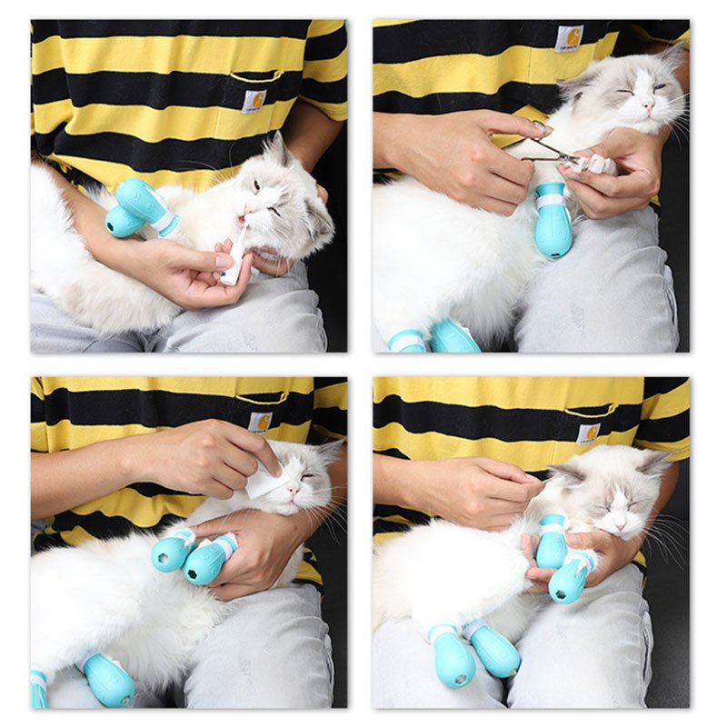 Adjustable Cat Foot Claw Cover Anti-Scratch Prickly Nail Glove Cat Boots For Cats Only, Anti-Scratch Cat Feet Claw Covers Adjustable Prickly Anti-Off Shoes Nail Glove image 2