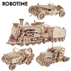 Robotime ROKR Train Model 3D Wooden Puzzle Toy Assembly Locomotive Model Building Kits for Children Kids Birthday Christmas Gift image 0