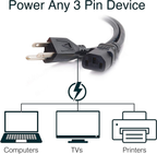 3FT Replacement AC Power Cord - Power Cable for Electronics, TV, Computer, Printer, Radio, Monitor, Samsung, Dell, Vizio, LG, Asus, Laptop and More (03129) image 1