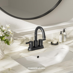 4 Inch 2 Handle Centerset Matte Black Lead-Free Modern Bathroom Faucet, 360 Swivel Spout 2-3 Hole RV Bathroom Vanity Sink Faucet with Pop up Drain and Water Supply Lines，Bf015-1-Mb image 1
