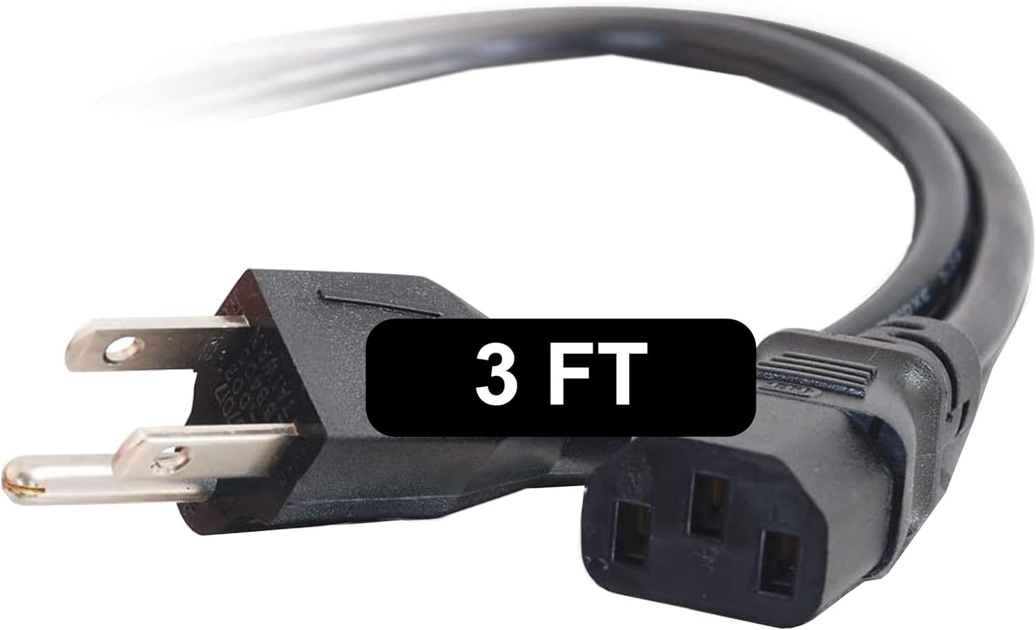 3FT Replacement AC Power Cord - Power Cable for Electronics, TV, Computer, Printer, Radio, Monitor, Samsung, Dell, Vizio, LG, Asus, Laptop and More (03129) image 0