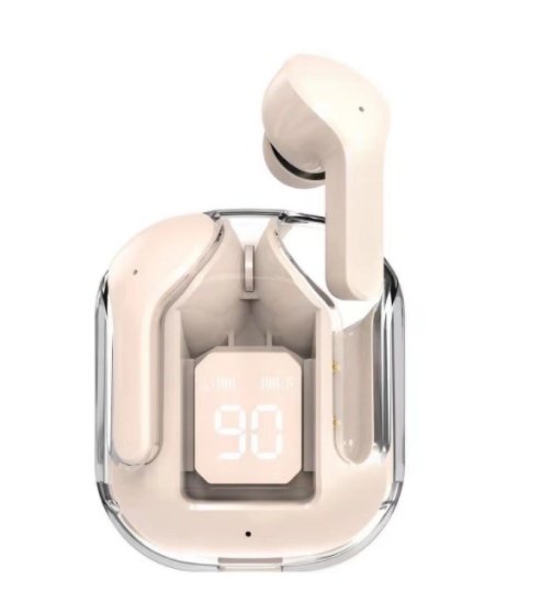 New Mini Transparent Wireless Bluetooth Headset Digital Display ENC Noise Reduction True Wireless Sports Music - CYT2 pink image