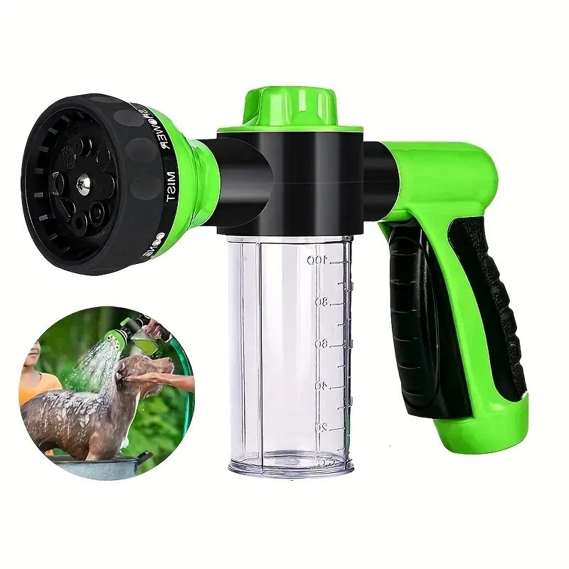 Pet Dog Wash Outdoor,  High-Pressure Pet Shower Sprayer Dog Shower Brush And Pet Grooming Comb For Watering Flowers, Car Washing, Pet Bathing - Green image