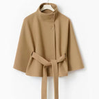 Winter High Neck Batwing Sleeve Coat With Belt Fashion Loose Elegant Button Top Trench Coat For Women Clothing image 7