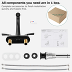 2-Handle Bathroom Sink Faucet with Drain Assembly and Supply Hoses Matte Black,1359804 image 5