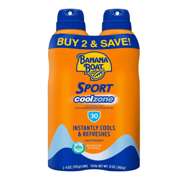 Sport Cool Zone SPF 30 Sunscreen Spray Twin Pack | Spray Sunscreen SPF 30, Sunblock, Oxybenzone-Free, 6Oz Each