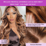 Ombre Lace Front Wig Human Hair 4/27 13X4 HD Body Wave Highlight Lace Front Wig Human Hair Pre Plucked with Baby Hair 180% Density Glueless Lace Front Wigs Human Hair 20Inch - Image 5