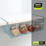 Undershelf Storage Basket - Medium - Snug Fit Arms - Steel Metal Frame - Rust Resistant - Cabinet, Pantry, and Shelf Organization - 16 X 5.5 Inch - Light Blue - Image 7