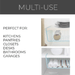 Undershelf Storage Basket - Medium - Snug Fit Arms - Steel Metal Frame - Rust Resistant - Cabinet, Pantry, and Shelf Organization - 16 X 5.5 Inch - Light Blue - Image 5