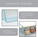 Undershelf Storage Basket - Medium - Snug Fit Arms - Steel Metal Frame - Rust Resistant - Cabinet, Pantry, and Shelf Organization - 16 X 5.5 Inch - Light Blue - Image 4
