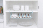 Undershelf Storage Basket - Medium - Snug Fit Arms - Steel Metal Frame - Rust Resistant - Cabinet, Pantry, and Shelf Organization - 16 X 5.5 Inch - Light Blue - Image 2