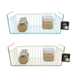 Undershelf Storage Basket - Medium - Snug Fit Arms - Steel Metal Frame - Rust Resistant - Cabinet, Pantry, and Shelf Organization - 16 X 5.5 Inch - Light Blue