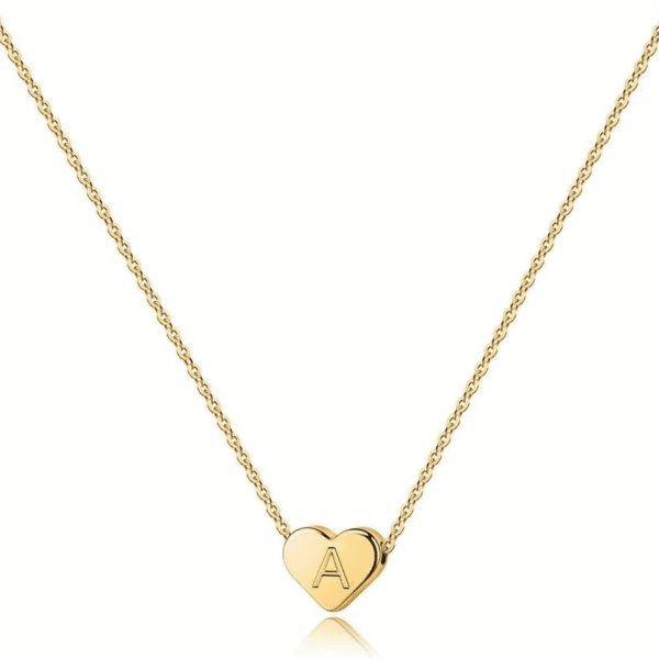 Mothers Day Gifts for Mom Wife Women Girls - 14K Gold Plated Heart Pendant Letter Alphabet Necklace Tiny Initial Necklaces Heart Initial Necklace Gifts for Women Teens