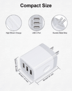 USB Charger Cube, Wall Charger Plug,  3.1A 3-Muti Port USB Adapter Power Plug Charging Station Box Base for Iphone 15 14 13 12 Pro Max Mini SE 11 Pro Max/X/8/7, Samsung Phones USB Charging Block - Image 3