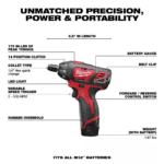 M12 12V Lithium-Ion Cordless 1/4 In. Hex Screwdriver Kit W/ Shockwaveimpact Duty Titanium Drill Bit Set (23-Piece) - Image 2