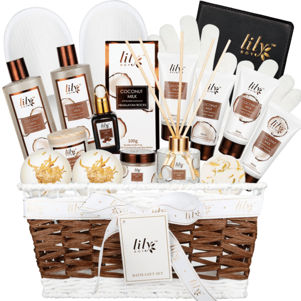 Fathers Day Gifts for Men Dad Coconut Vanilla Spa Gift Basket for Women 18 Pcs Luxury Bath & Body Set with Shower Gel | Relaxing Self Care Pampering Gifts for Her, Birthday, Christmas, Mothers Day