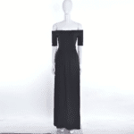 Women Sexy Slash Neck Maxi Dress Solid Color High Slit Formal Party Dress Fashion Slim Summer Dress Vestido De Mulher - Image 5