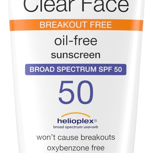 Clear Face Sunscreen Lotion for Acne-Prone Skin, Broad Spectrum SPF 50 Facial Sunscreen for Oily Skin, Oil-, Fragrance- & Oxybenzone-Free Water Resistant Sunscreen, 3 Fl. Oz