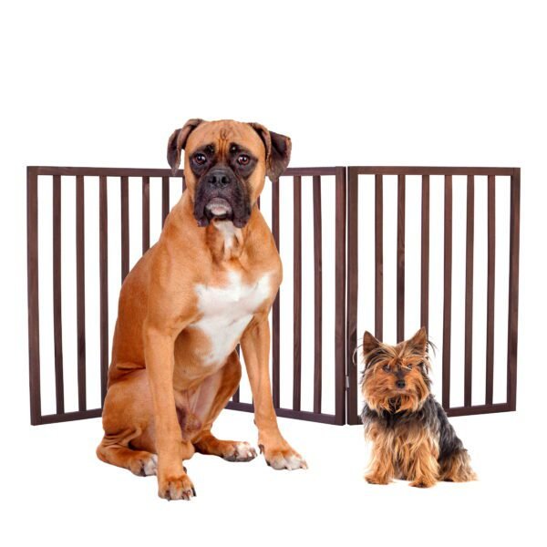 Folding Pet Gate, Brown, Extra Wide