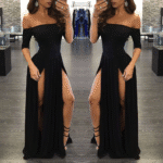 Women Sexy Slash Neck Maxi Dress Solid Color High Slit Formal Party Dress Fashion Slim Summer Dress Vestido De Mulher - Image 2